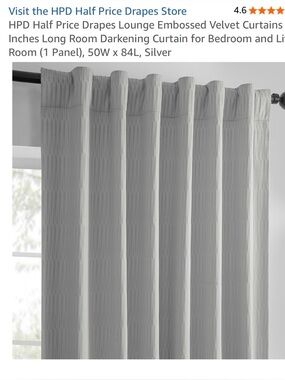 Silver Embossed Velvet Blackout Curtain Panel